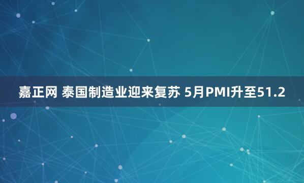 嘉正网 泰国制造业迎来复苏 5月PMI升至51.2
