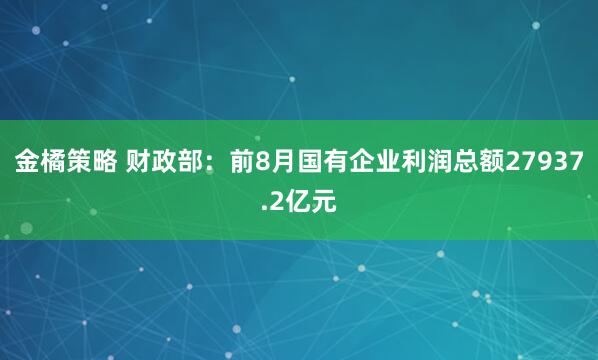 金橘策略 财政部：前8月国有企业利润总额27937.2亿元